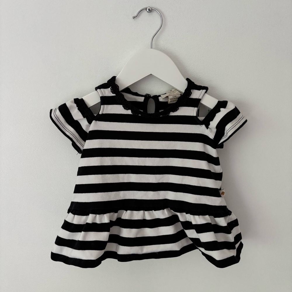 Kate Spade Black and White Striped Kids Top 12 months